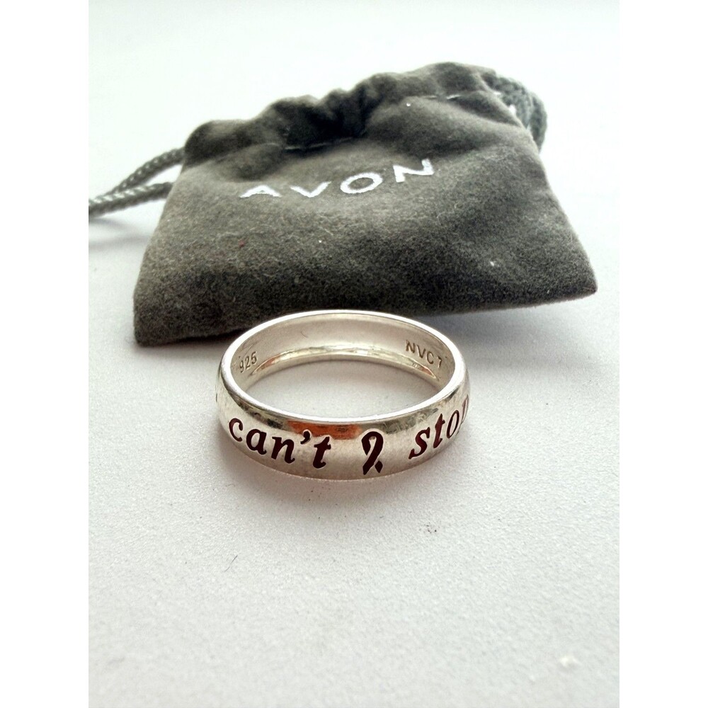 Vintage Avon Sterling Silver Red Enamel Ring Size 7